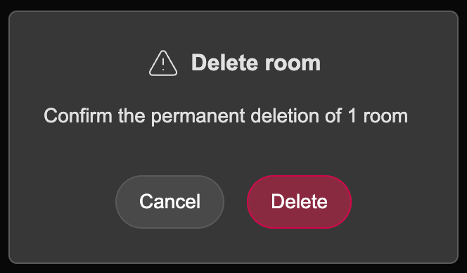 Confirm Delete Room Confirm Delete Room