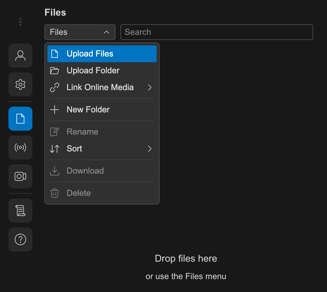 Homepage File Tab Upload Menu