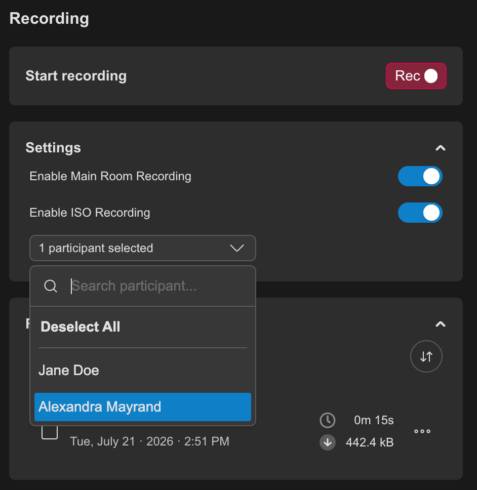 Iso Rec Setting Dropdown Iso Rec Setting Dropdown