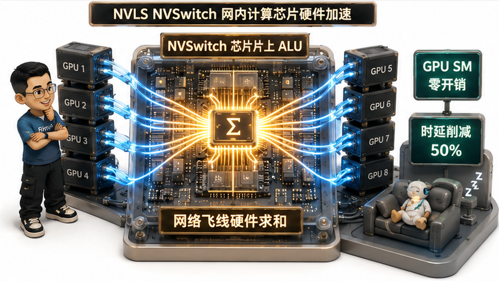 Ringi 导师解构：NVLS NVSwitch 网内计算芯片硬件加速图