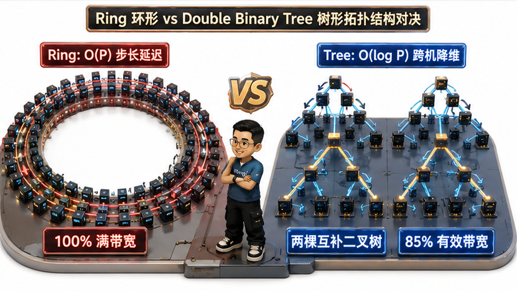 Ringi 导师解构：Ring 环形 vs Double Binary Tree 树形拓扑结构对决图