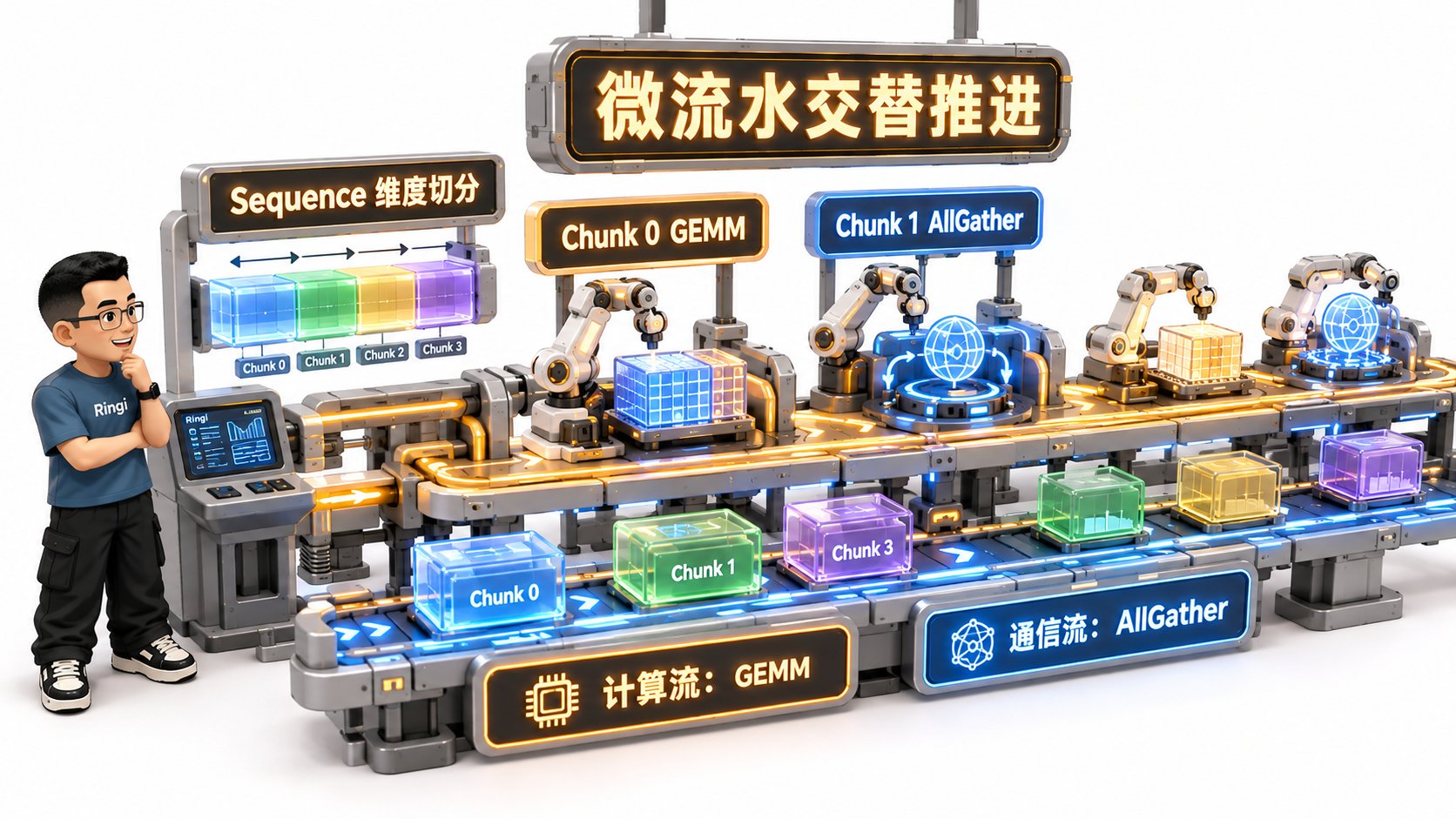 Ringi 导师解构:TP Chunk 细粒度切片交叉流水线图