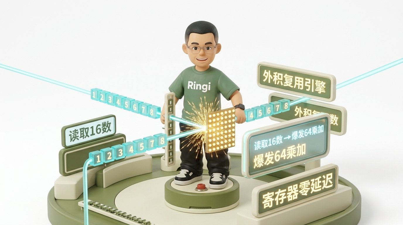 Ringi 导师解构:从 HBM 到寄存器的外积复用数据流