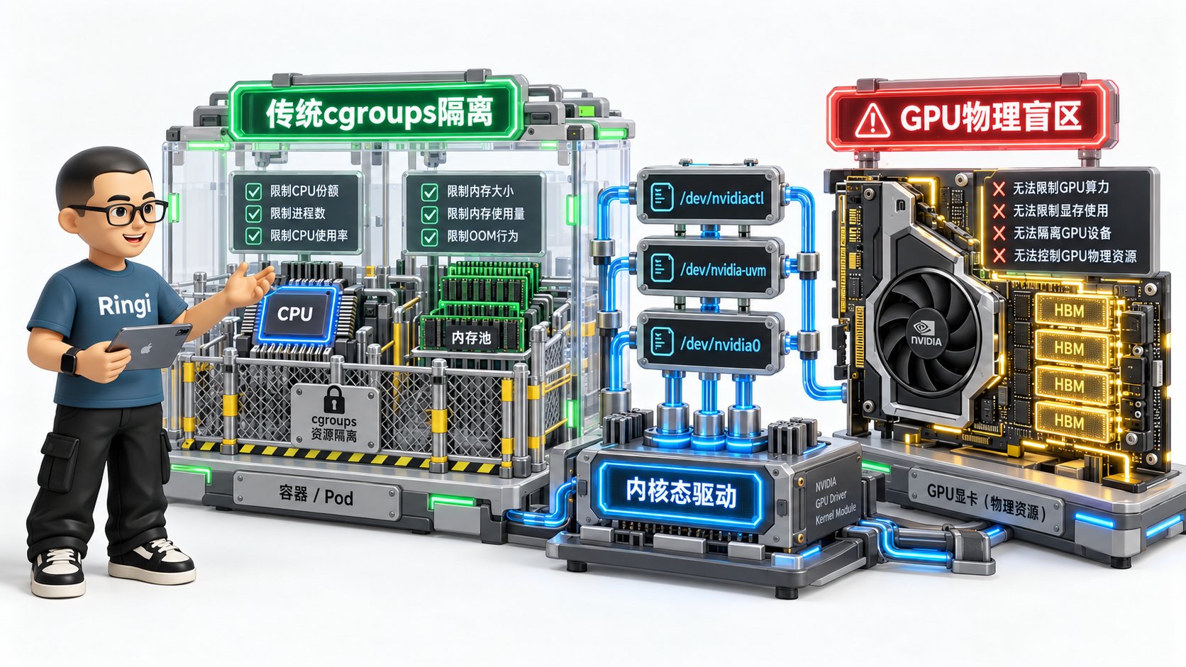 Ringi 导师解构:Linux cgroups 盲区与 GPU 字符设备挂载解密