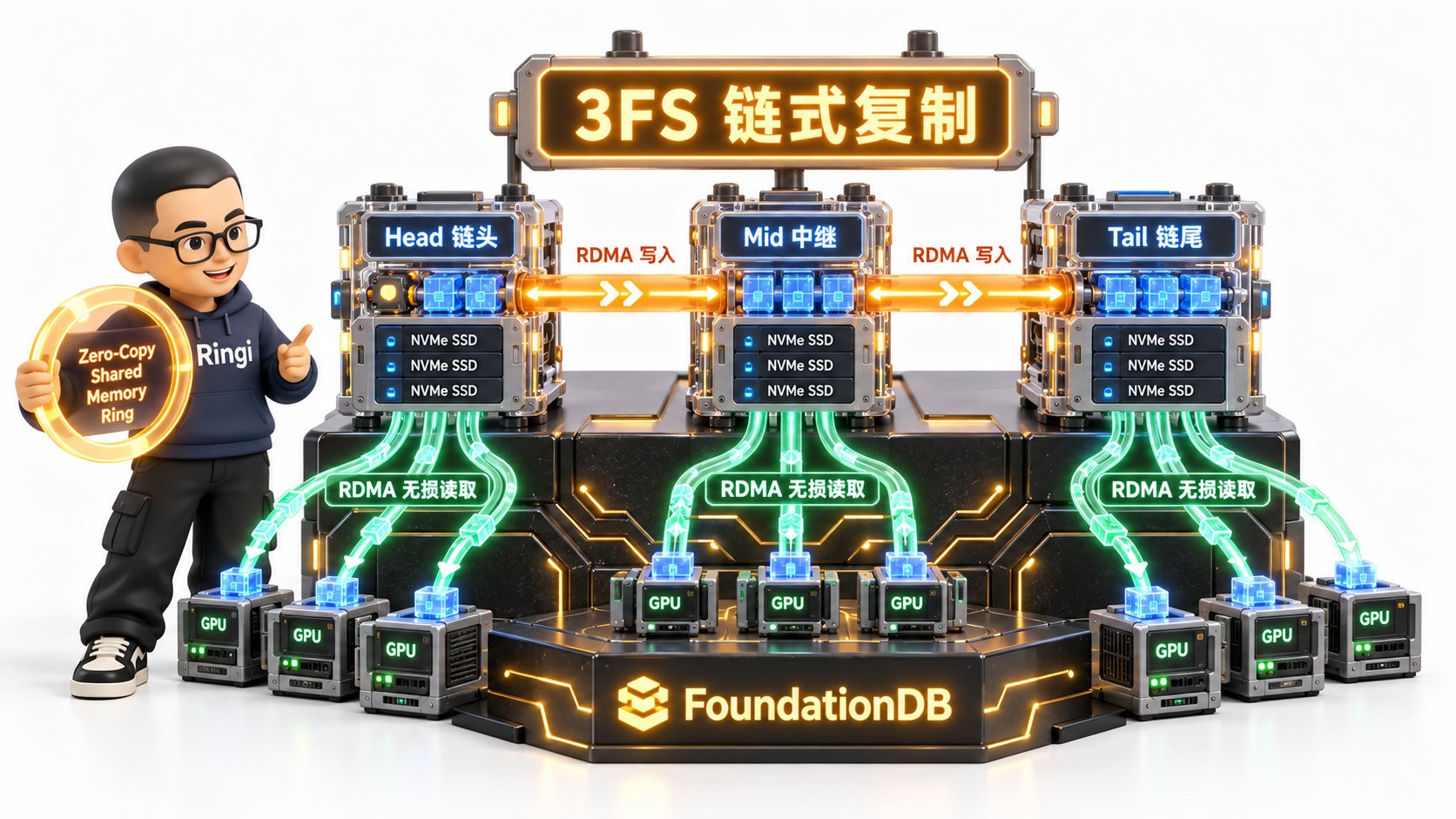 Ringi 导师解构:DeepSeek 3FS CRAQ 链式复制与全 RDMA 零拷贝流通图