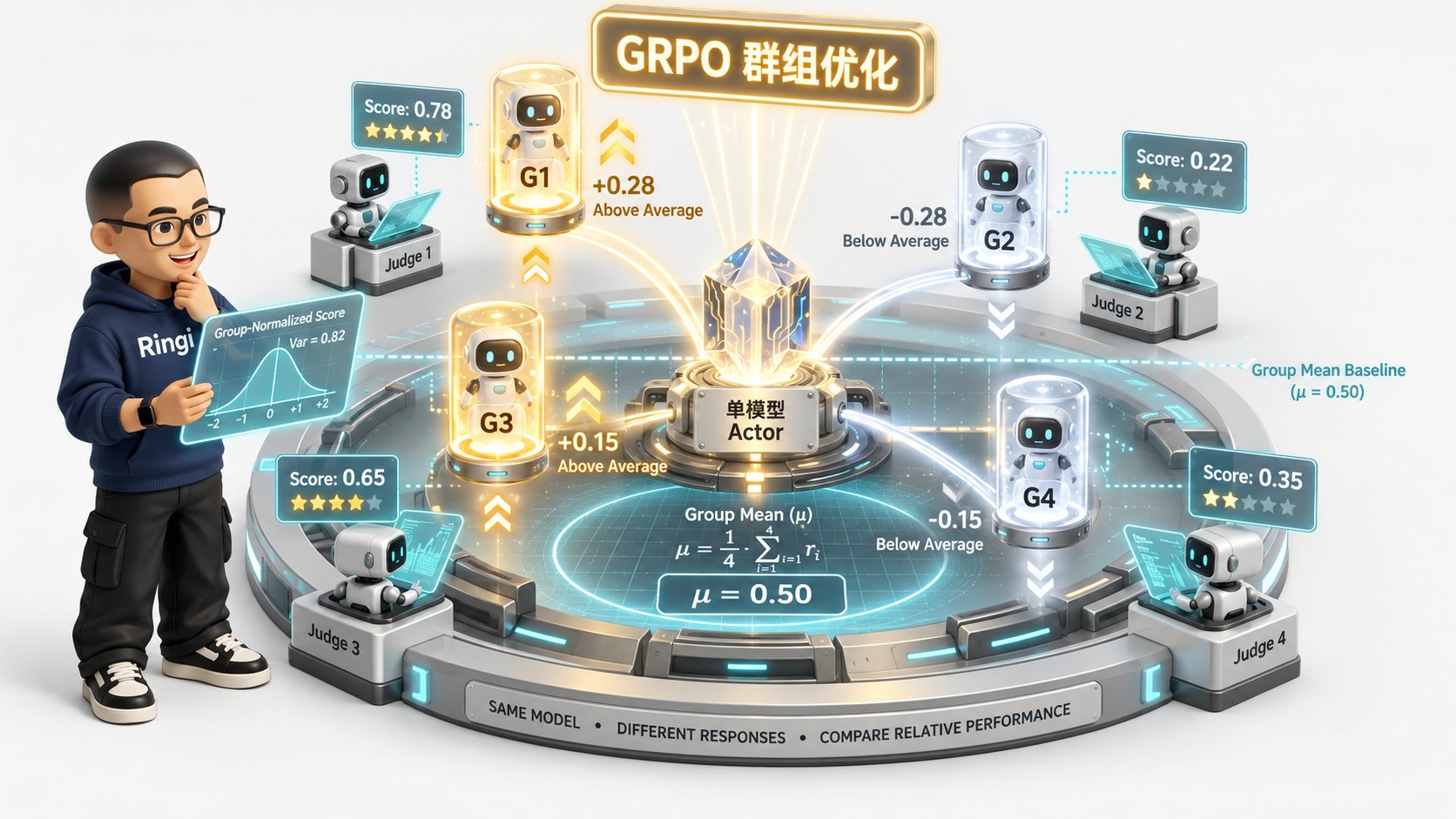 Ringi 导师解构:DeepSeek-R1 风格 GRPO 群组相对打分优化台