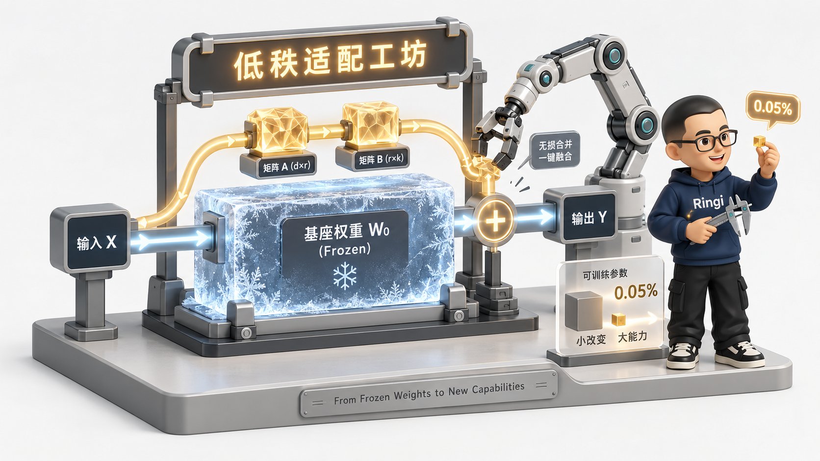 Ringi 导师解构:LoRA 旁路低秩矩阵解剖与无损合并台