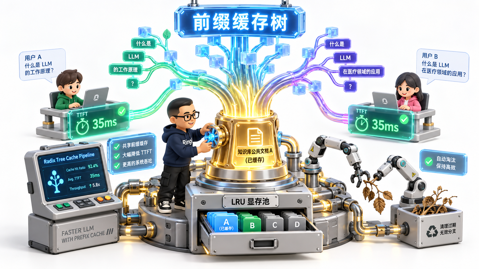 Ringi 导师解构：Radix Tree 动态前缀缓存流水线运作台