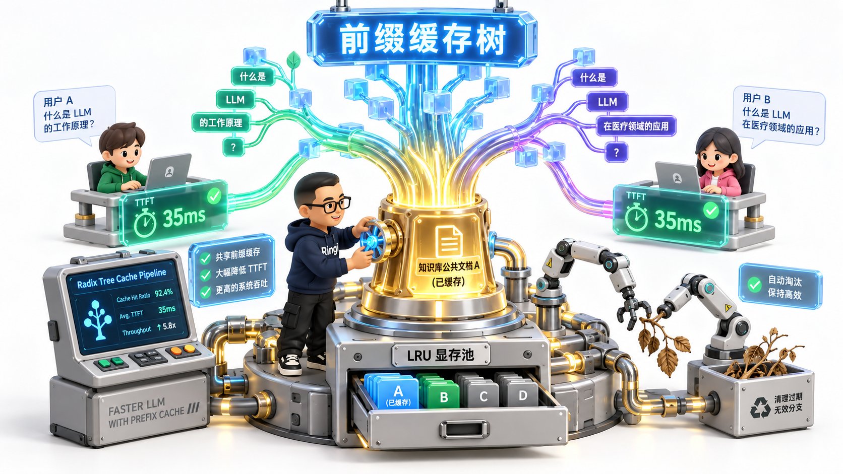 Ringi 导师解构:Radix Tree 动态前缀缓存流水线运作台
