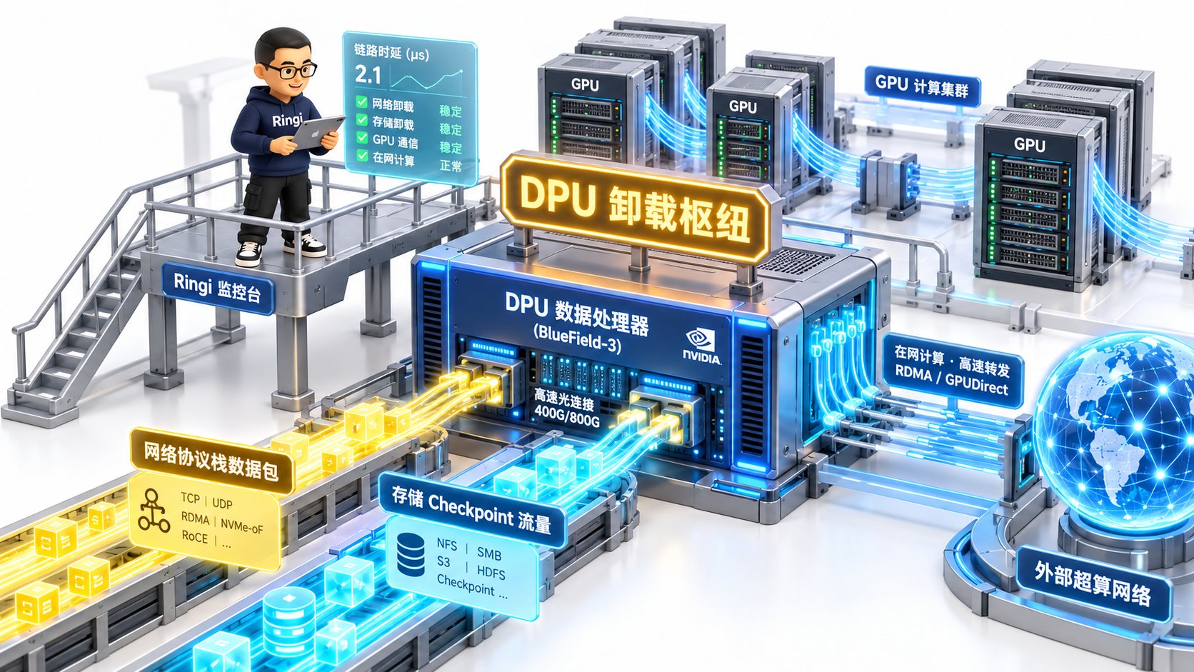Ringi 导师解构:DPU 智能加速卡全负载卸载与在网计算大厅