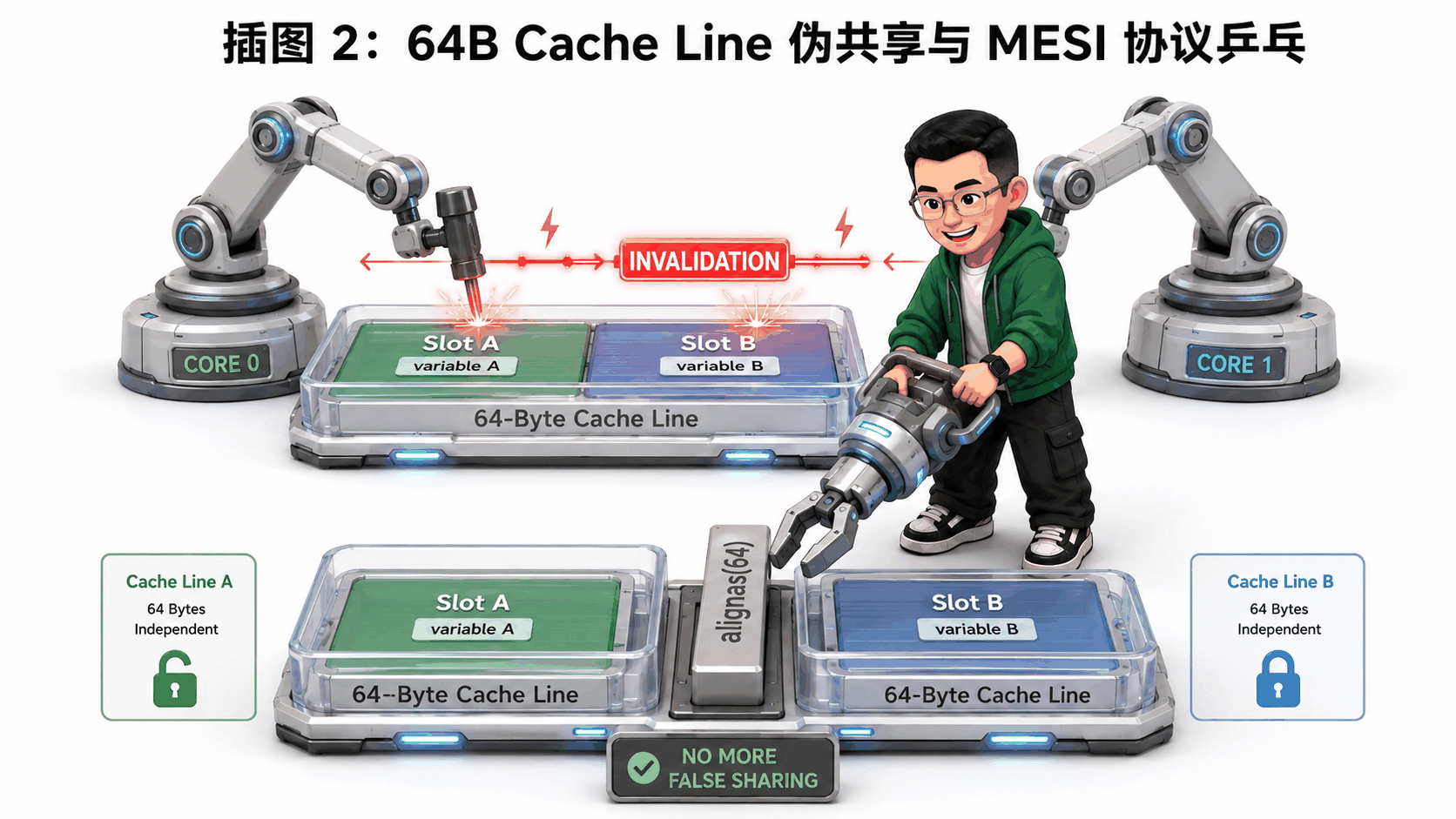 Ringi 导师解构：64 字节 Cache Line 伪共享物理冲突与 MESI 协议状态乒乓