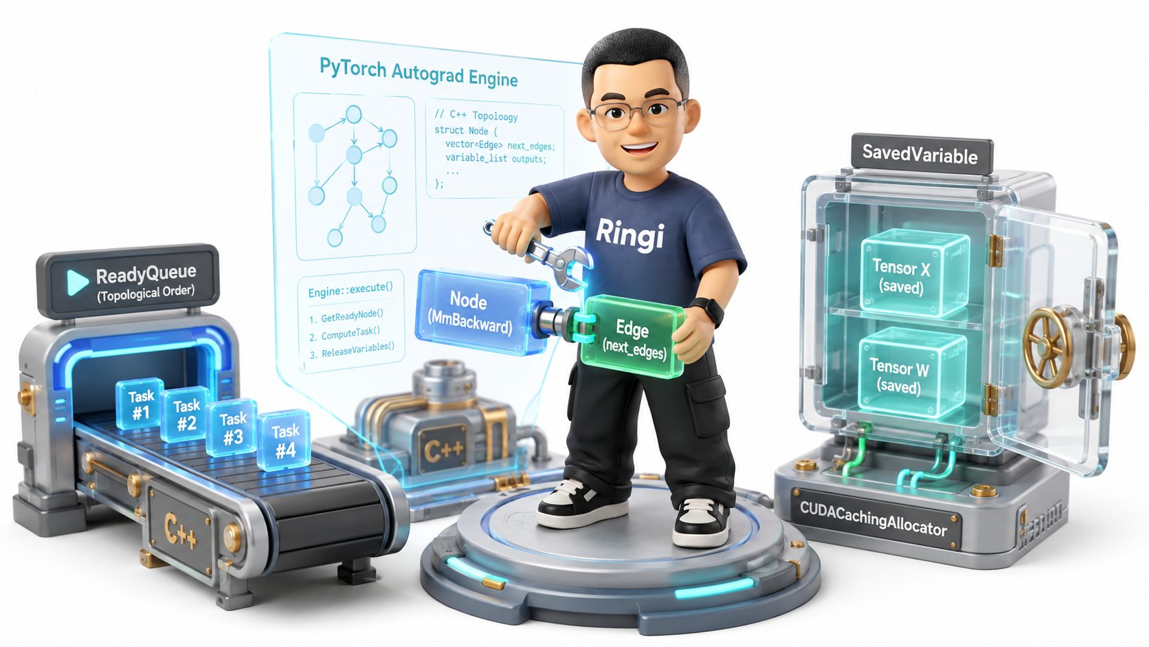 Ringi 导师解构:PyTorch C++ Autograd Engine 核心类拓扑与调度工坊