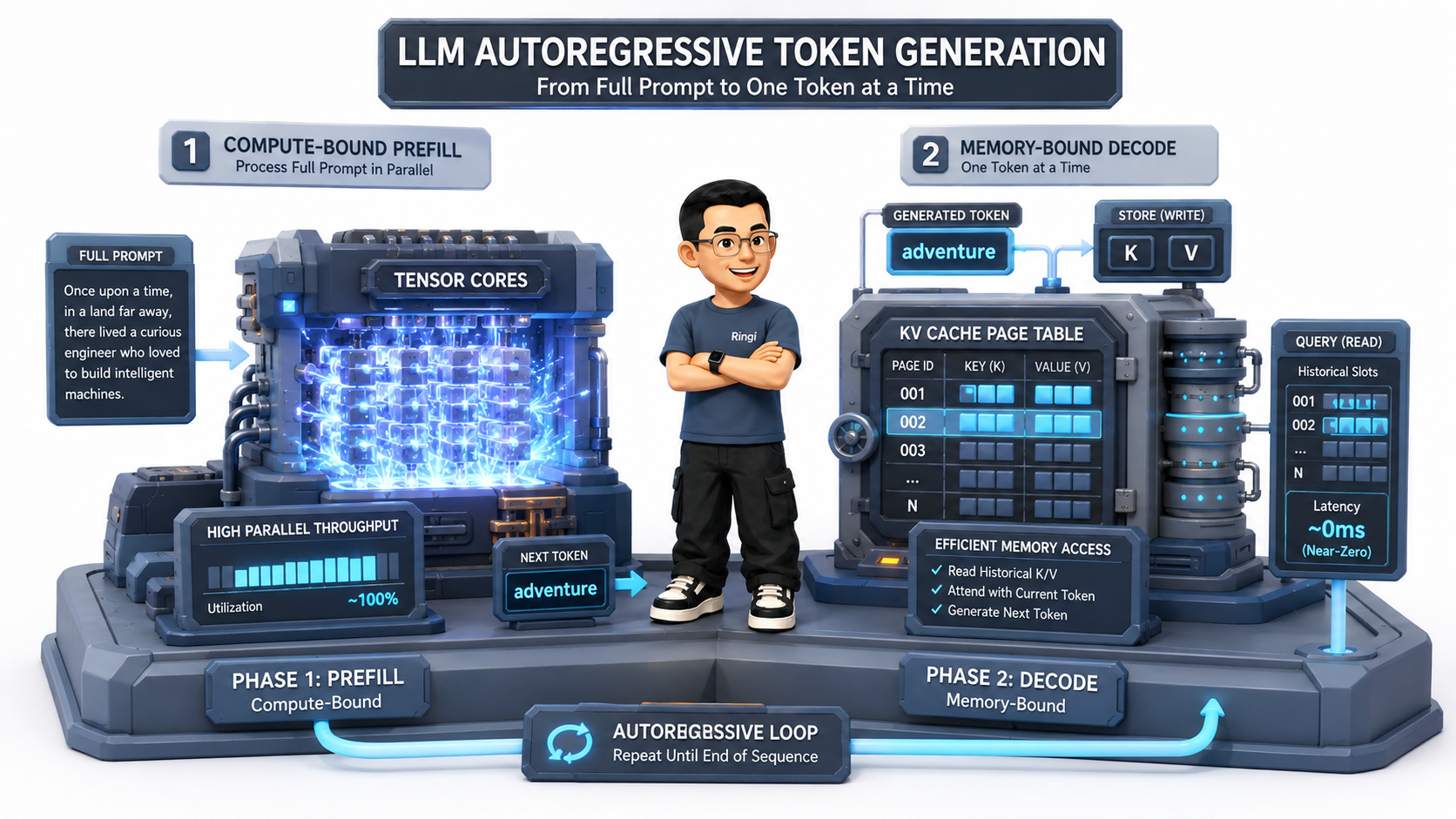 Ringi 导师解构：LLM 自回归推理与 KV Cache 显存管理架构