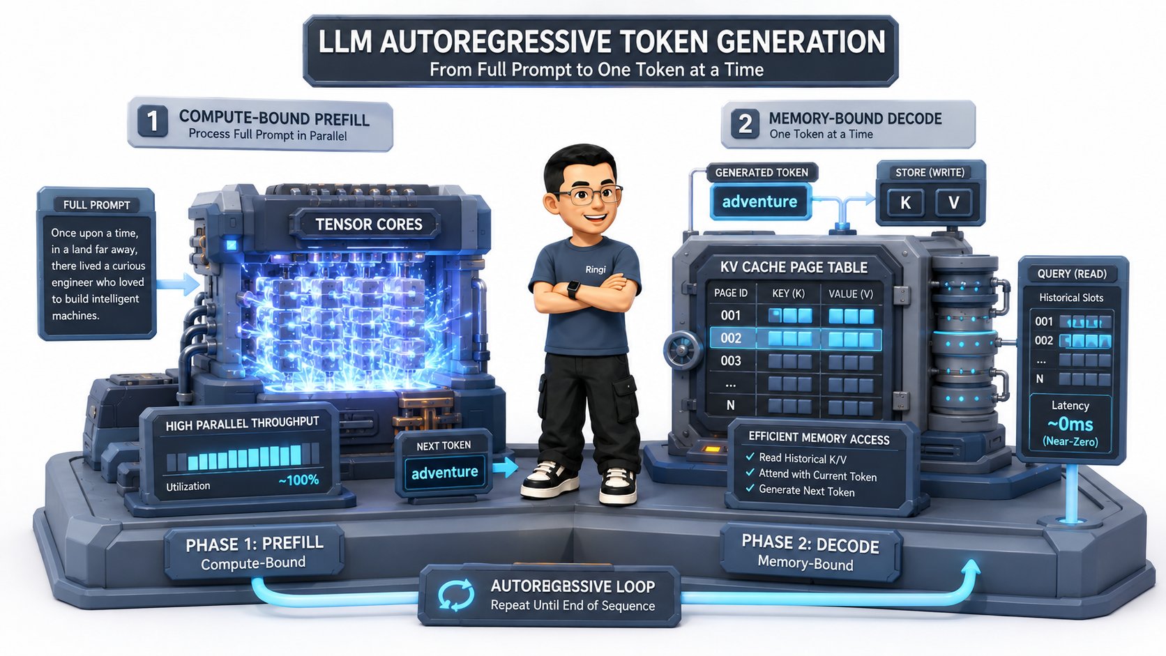 Ringi 导师解构:LLM 自回归推理与 KV Cache 显存管理架构