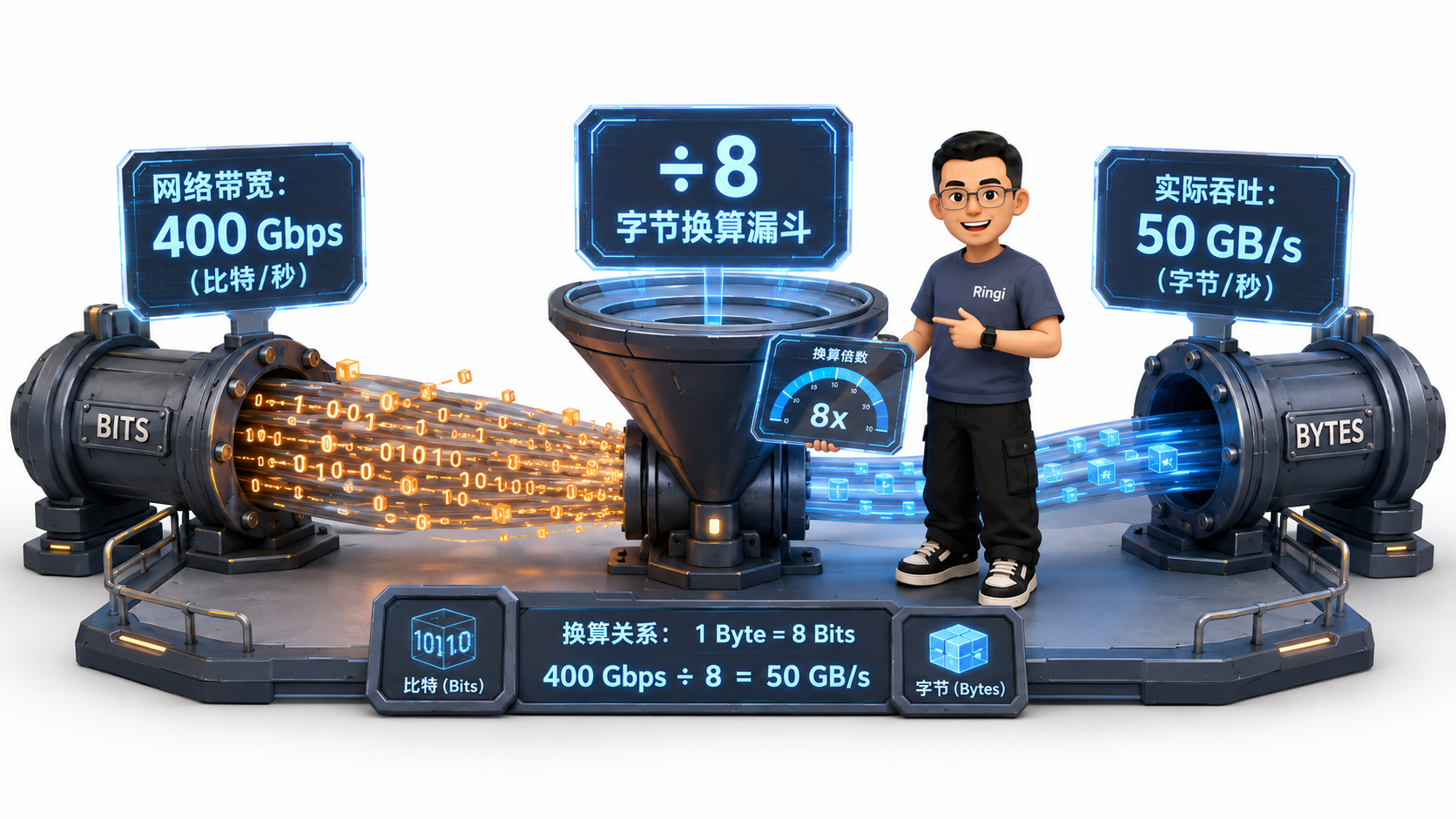 Ringi 核心冲突剧场：Gbps 与 GB/s 流量闸门与单位换算
