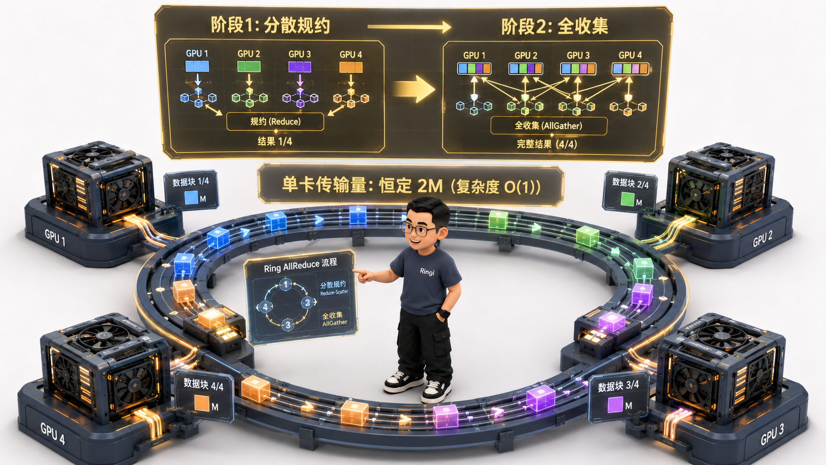 Ringi 流程工坊：Ring-AllReduce 环形流水线传送带