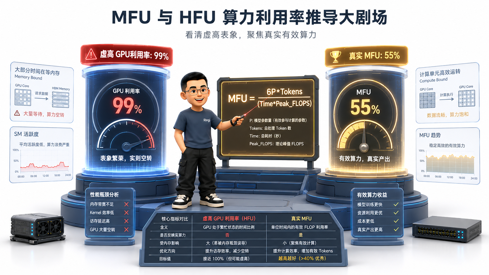 Ringi 导师解构：MFU 与 HFU 算力利用率推导大剧场