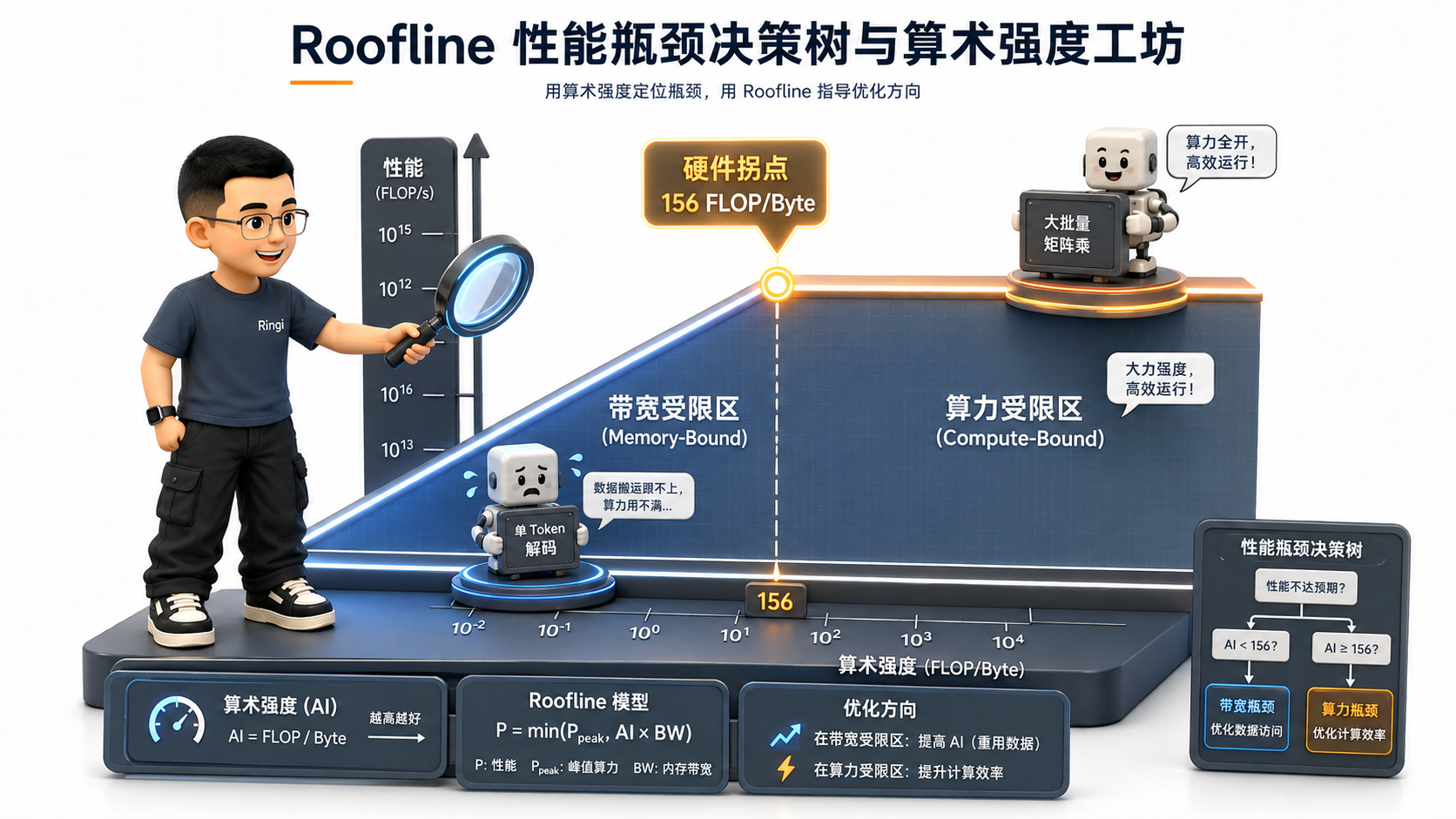 Ringi 导师解构：Roofline 性能瓶颈决策树与算术强度工坊