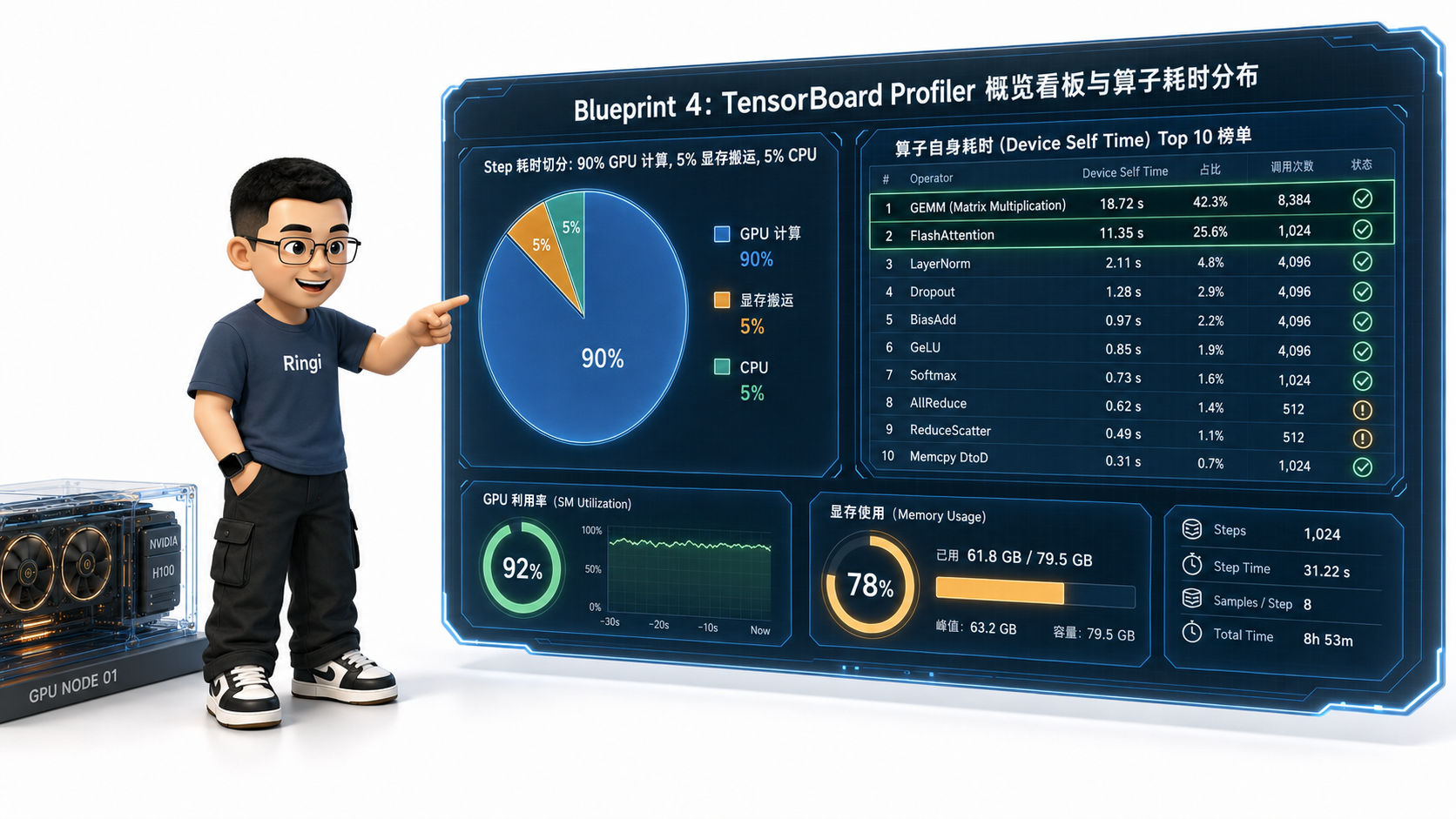 Ringi 导师解构：TensorBoard Profiler 概览看板与算子耗时分布