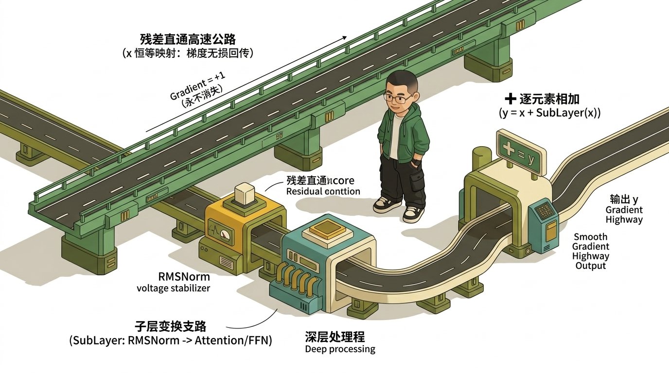 Ringi 导师解构:残差连接与 Pre-Norm 梯度高速公路