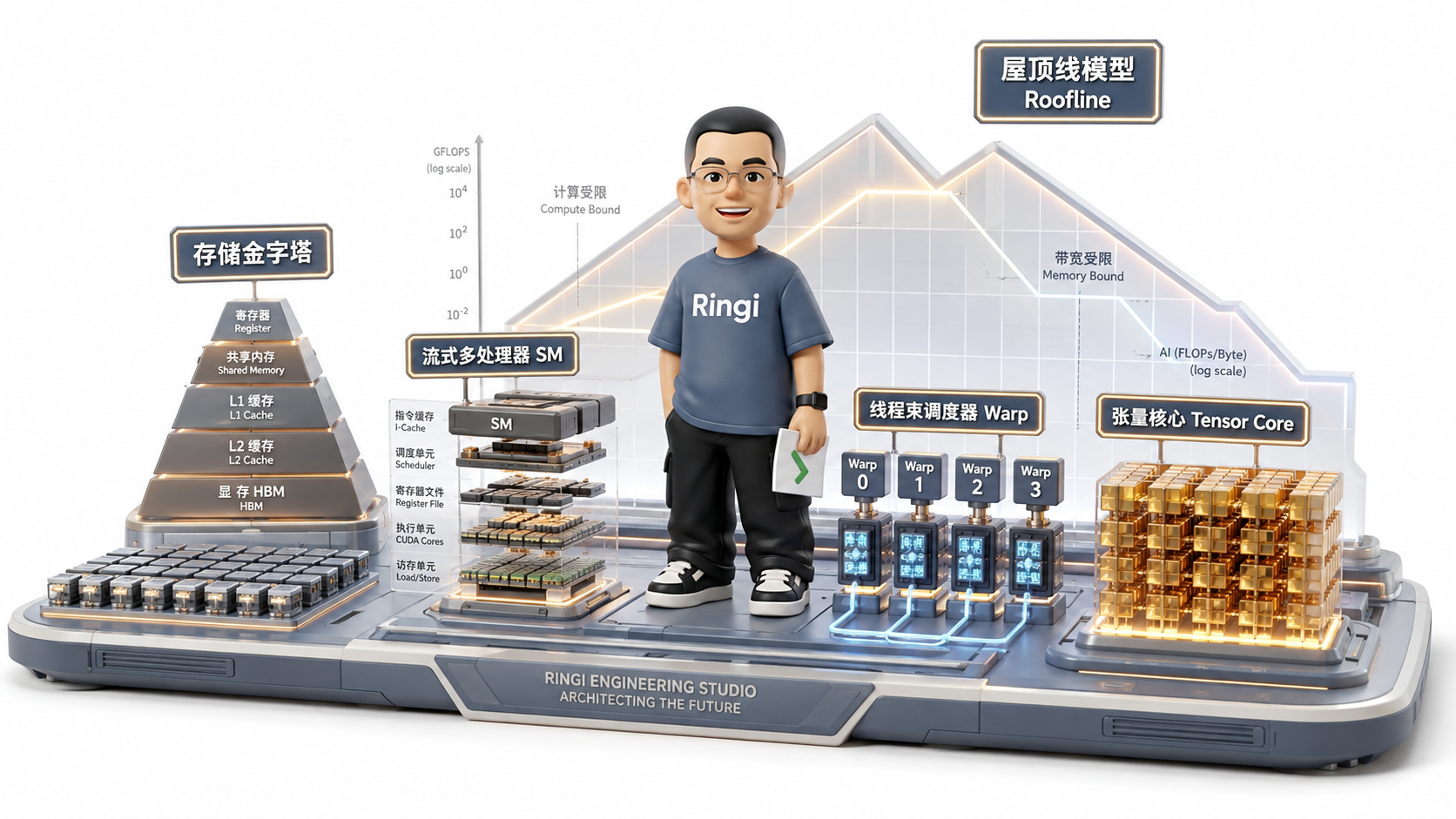 Ringi 导师解构：GPU 核心架构与 Roofline 性能工坊全景