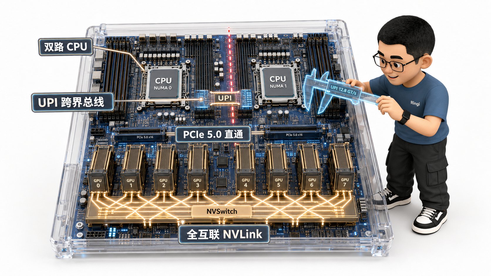 Ringi 导师解构:单机 8 卡机箱解剖与 CPU NUMA 陷阱图