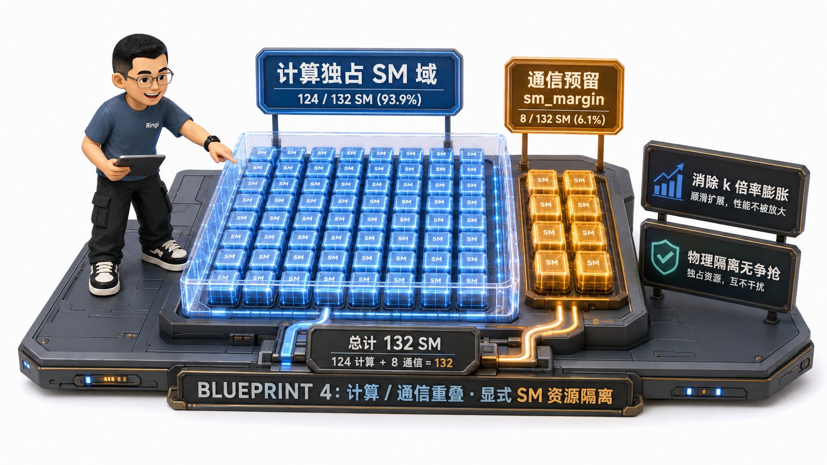 Ringi 导师解构:通算重叠 SM 争抢与 Flux 显式配额隔离图