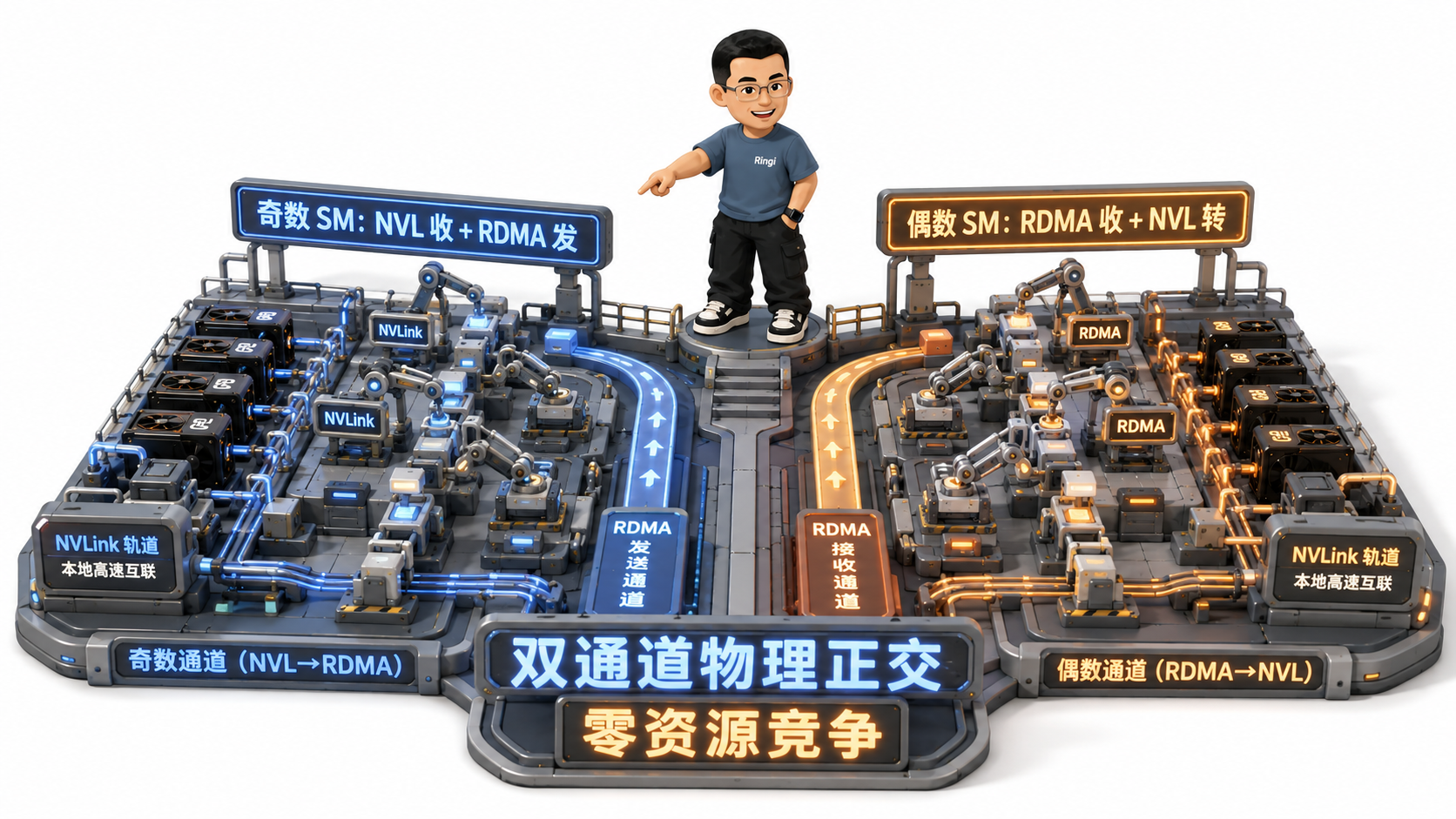 Ringi 导师解构：DeepEP Warp 级角色流水线与双通道无冲突图