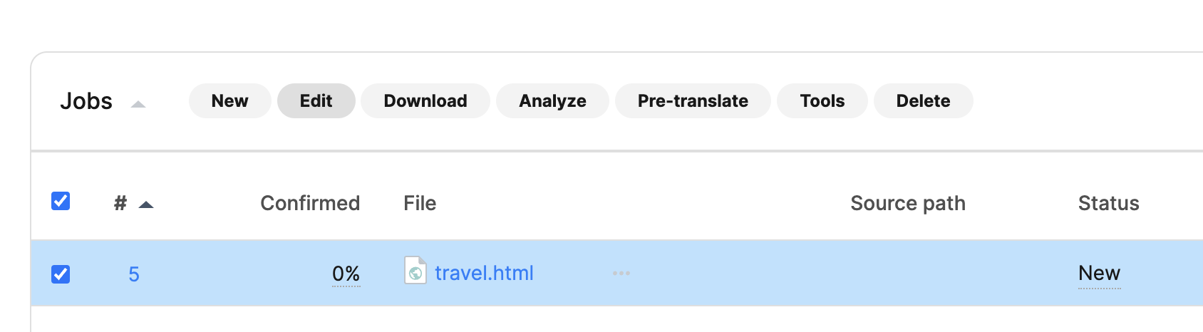Phrase TMS file selection
