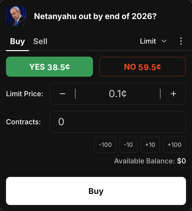Limit order interface