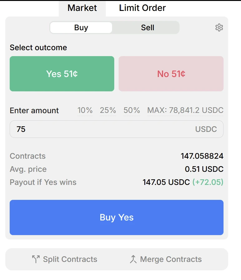 Market order interface
