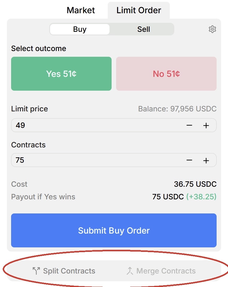 Merge and split interface