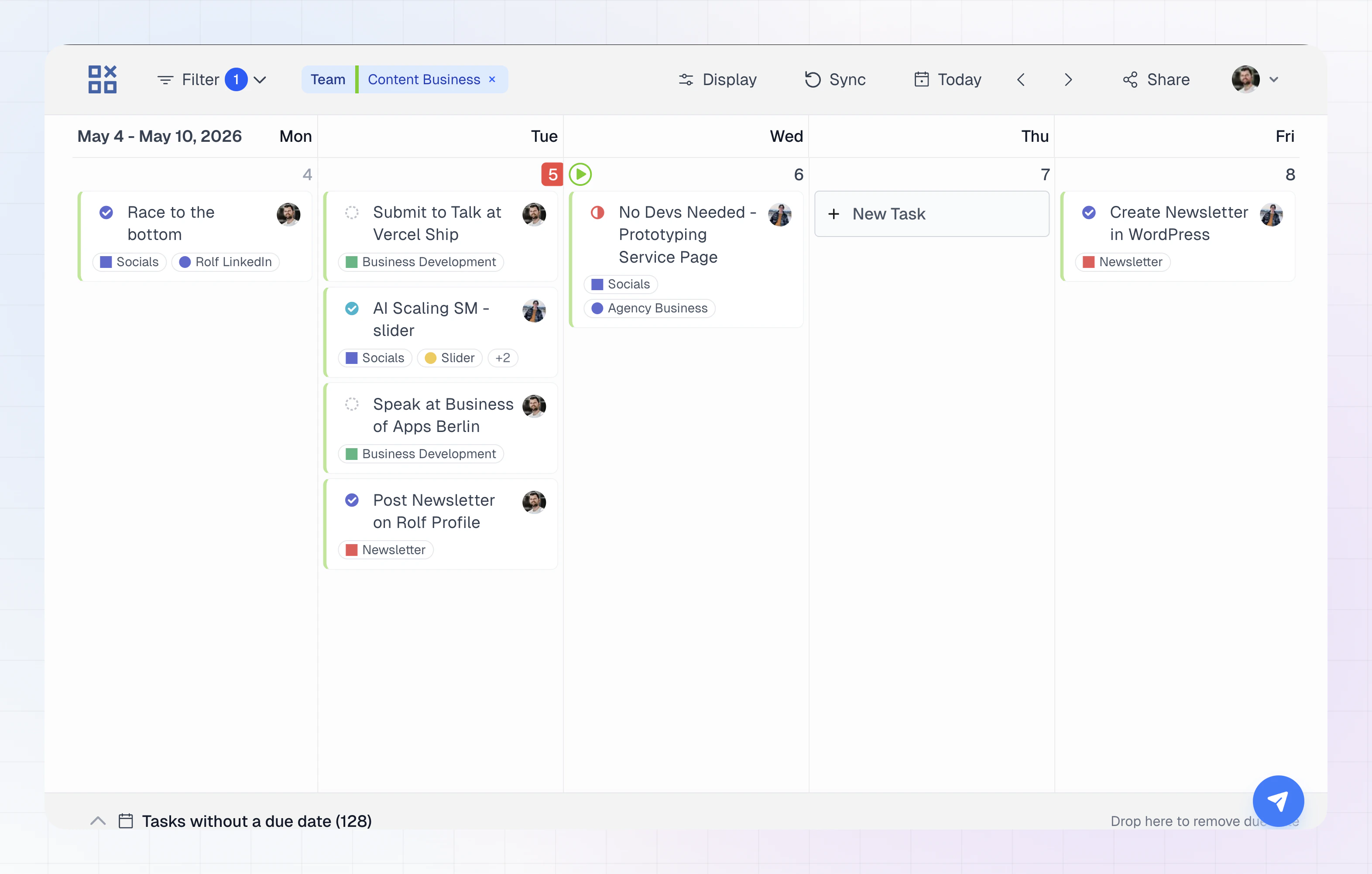 LinCal calendar view screenshot