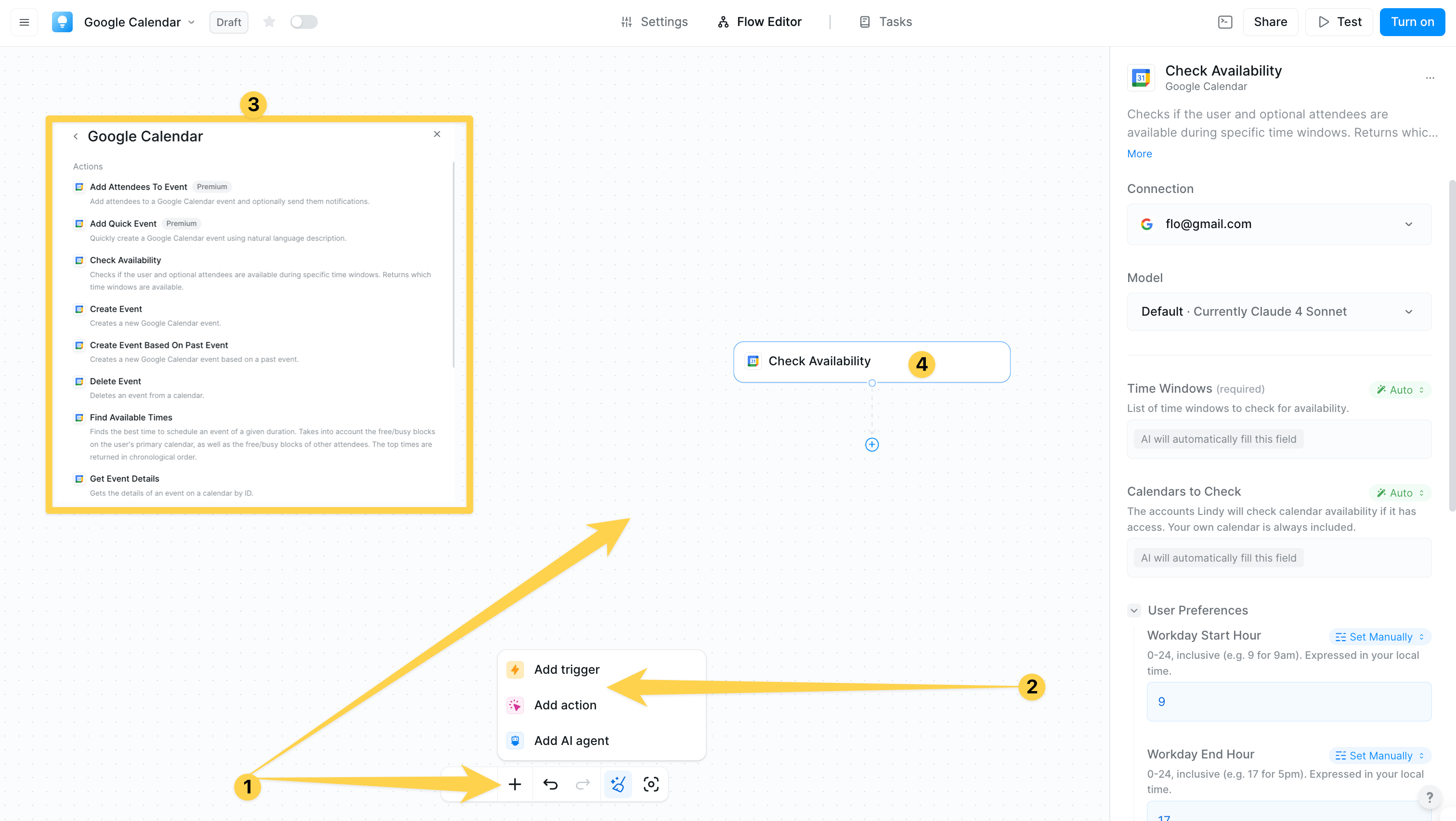 Add Google Calendar to workflow
