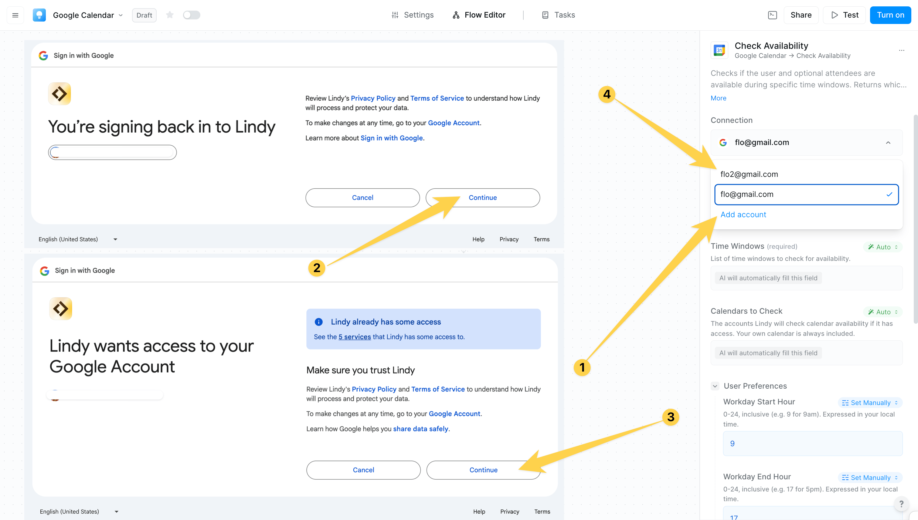 Google Calendar connection