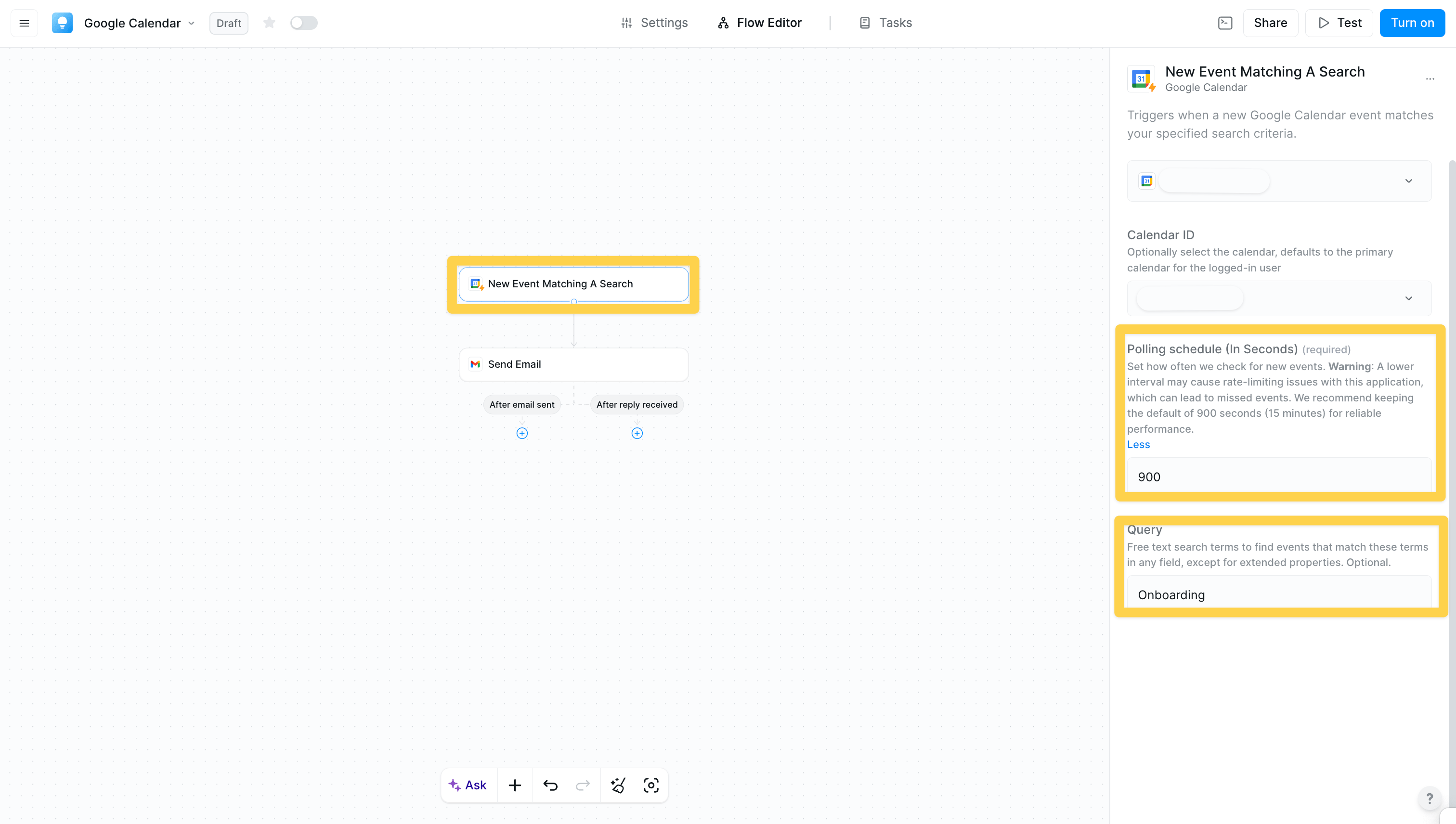 Event Search trigger