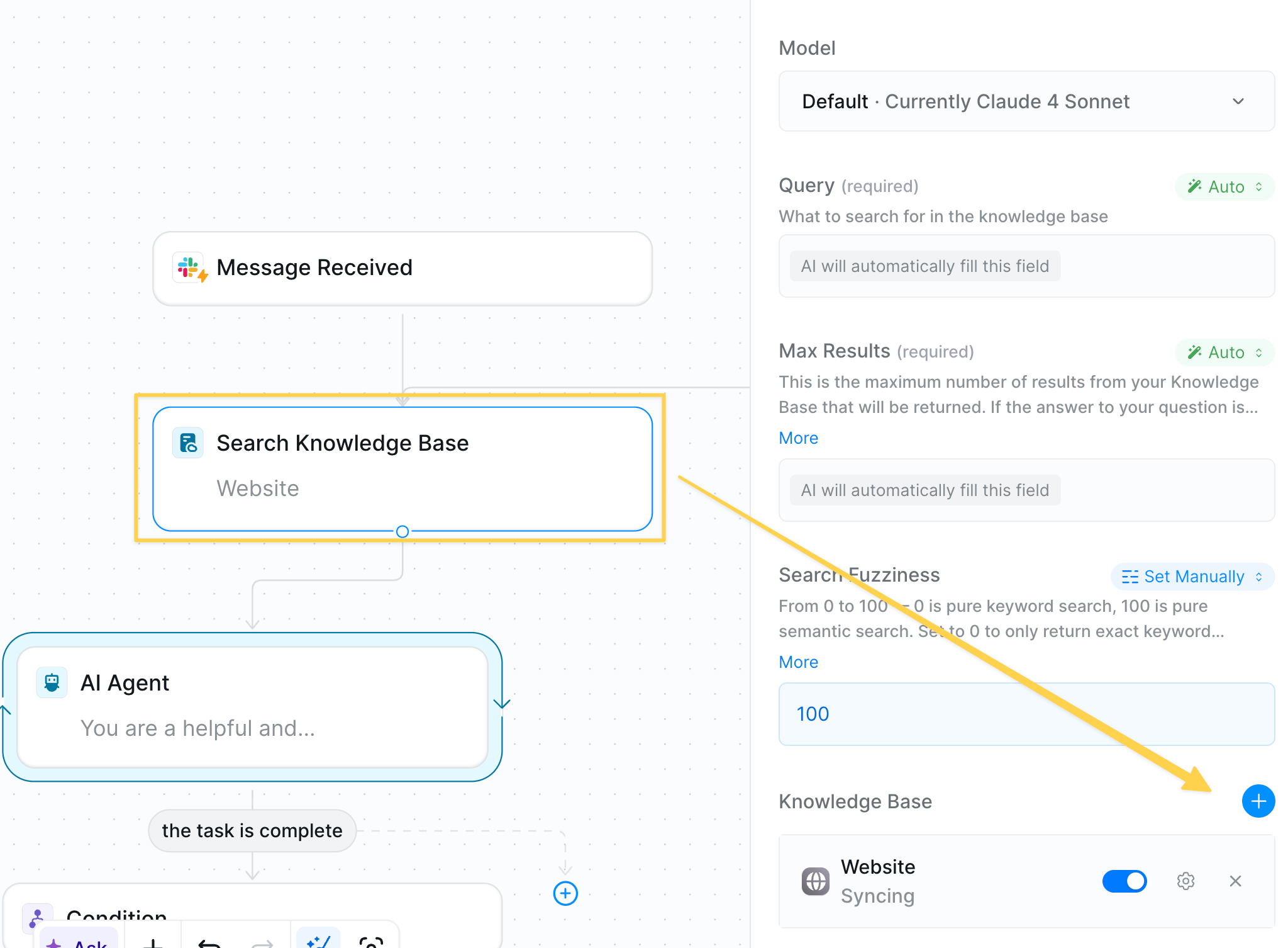 Knowledge base search for company info