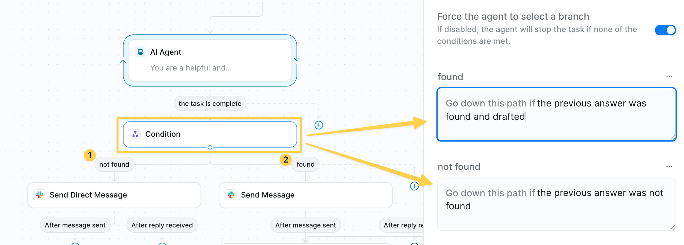 Answer found condition routing