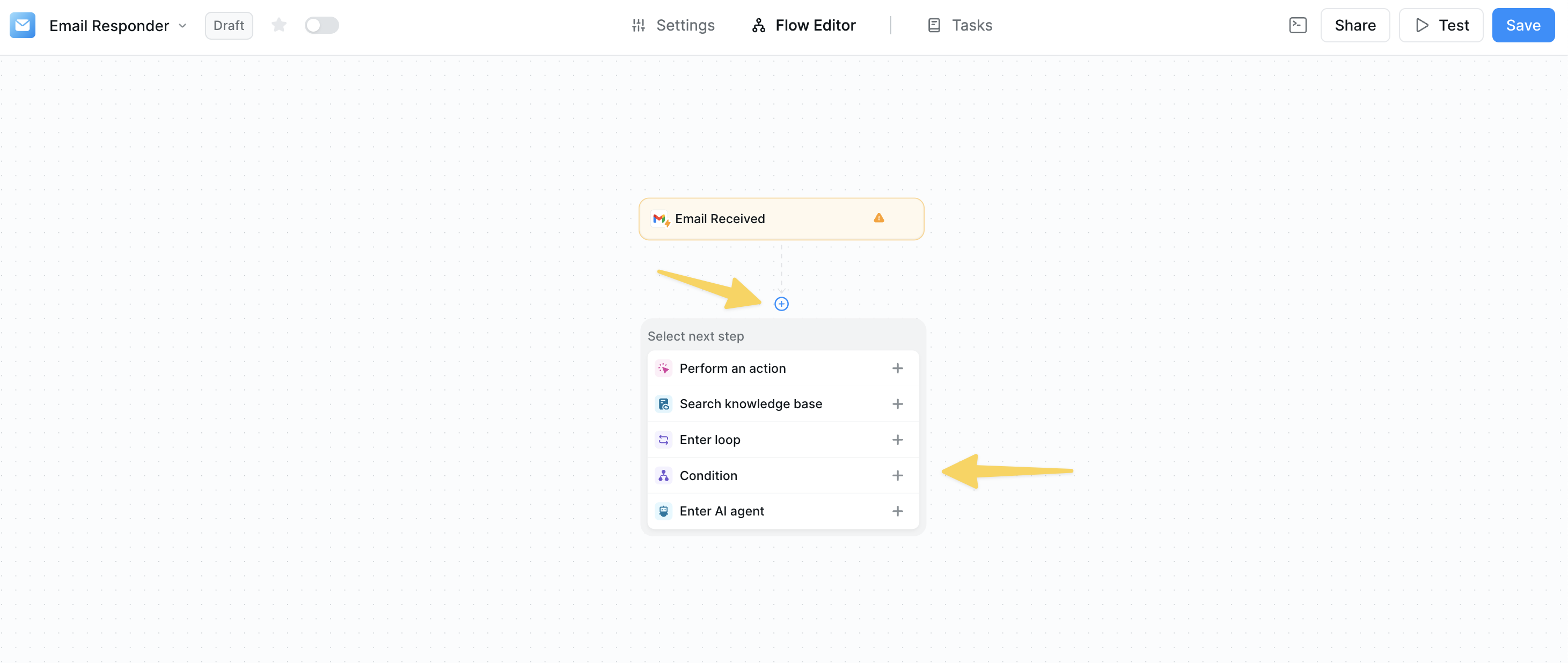 Adding a condition step