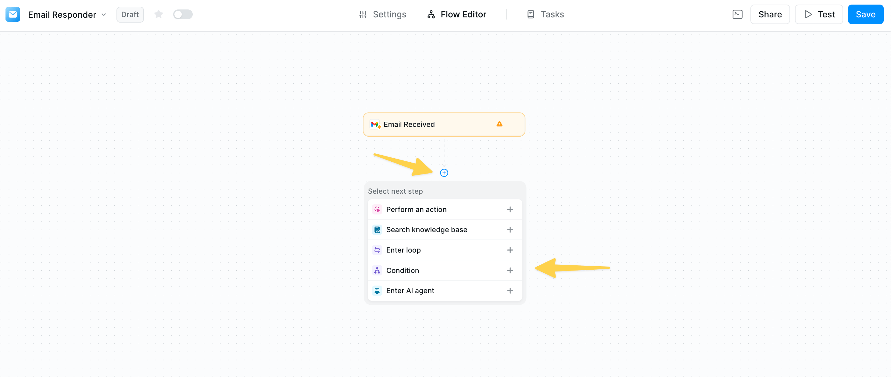 Adding a condition step