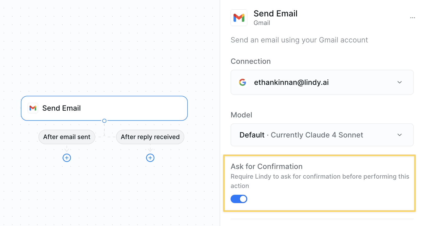 Ask for confirmation toggle