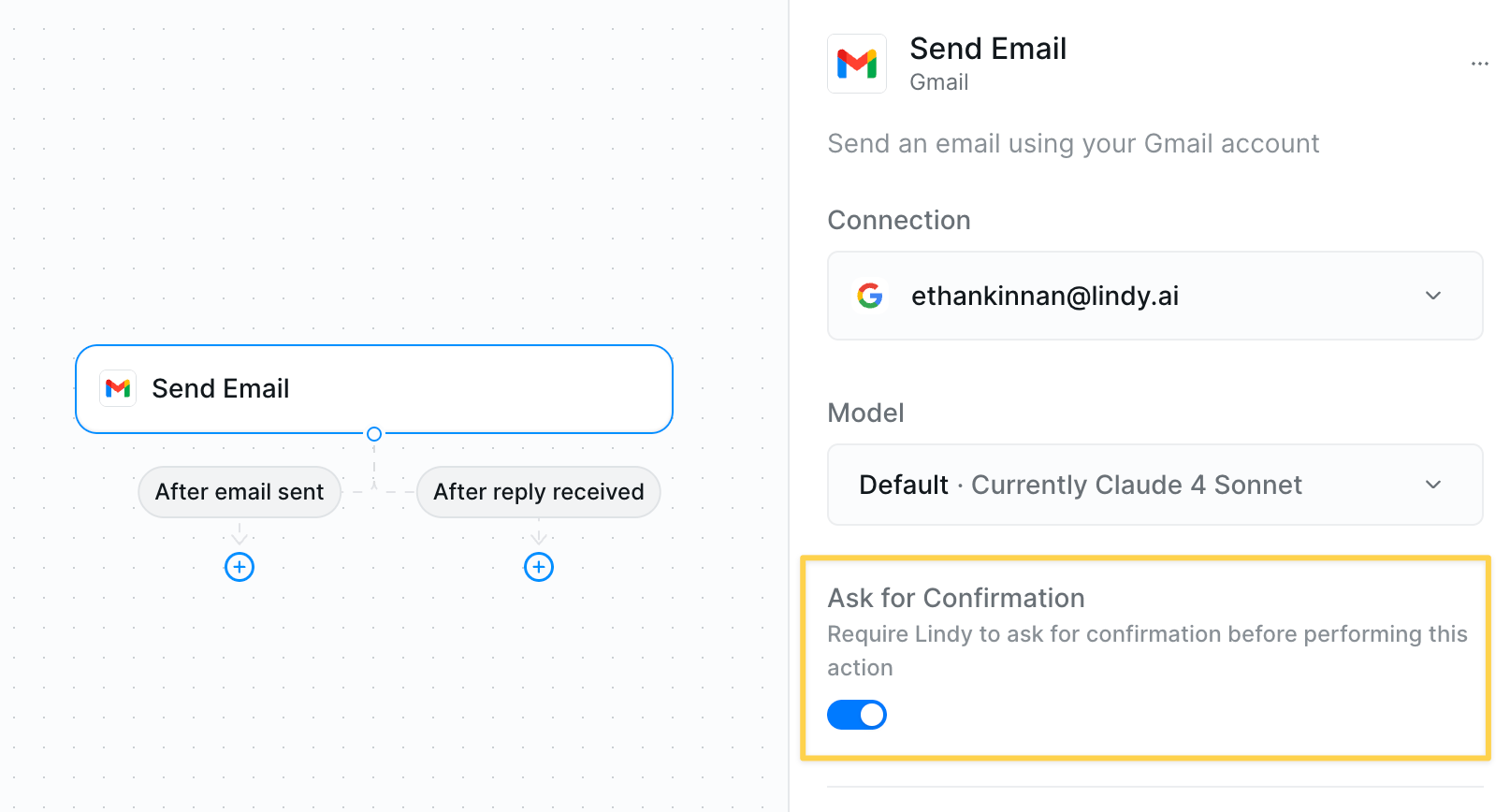 Ask for confirmation toggle