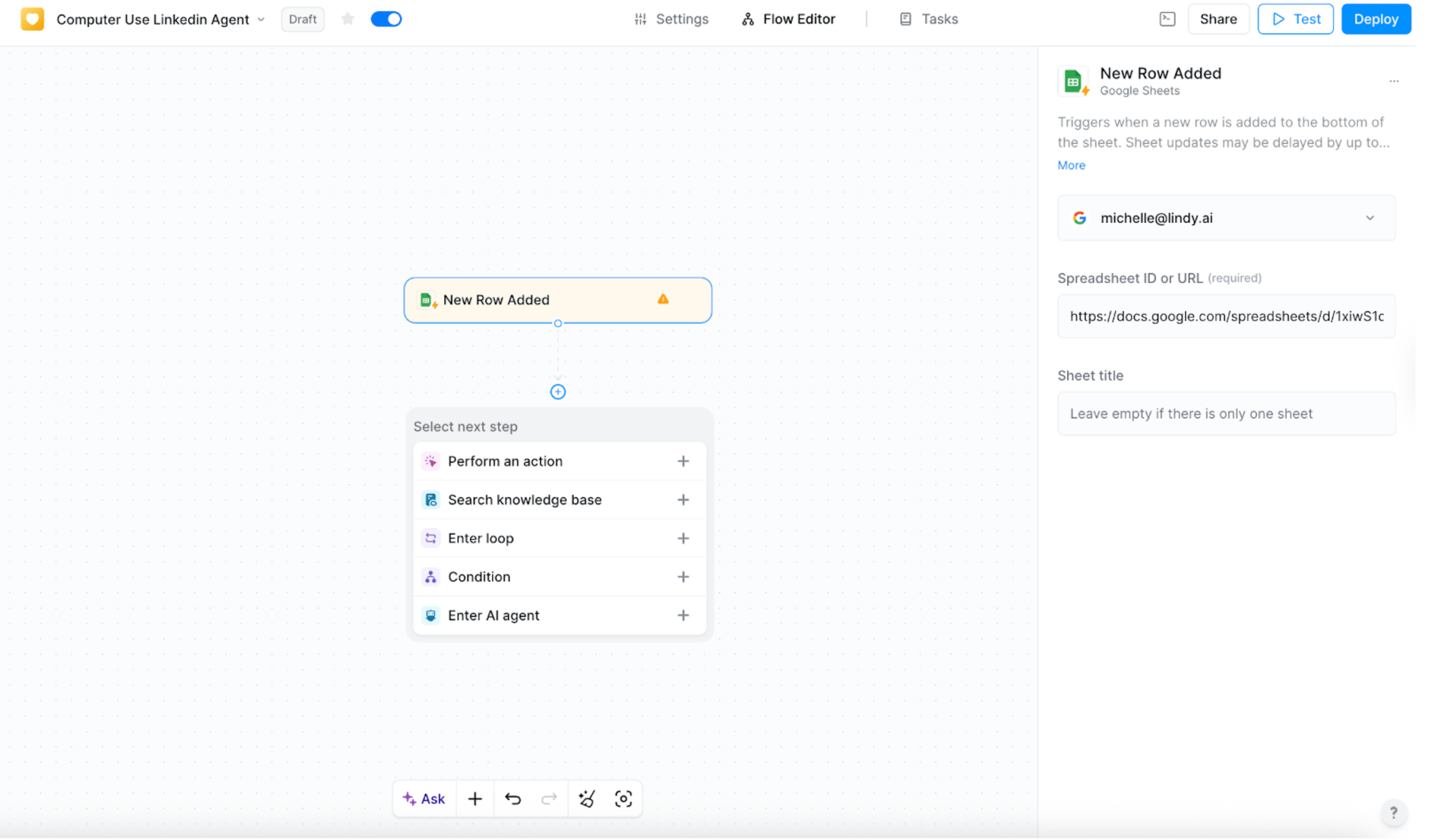 Google Sheets trigger setup