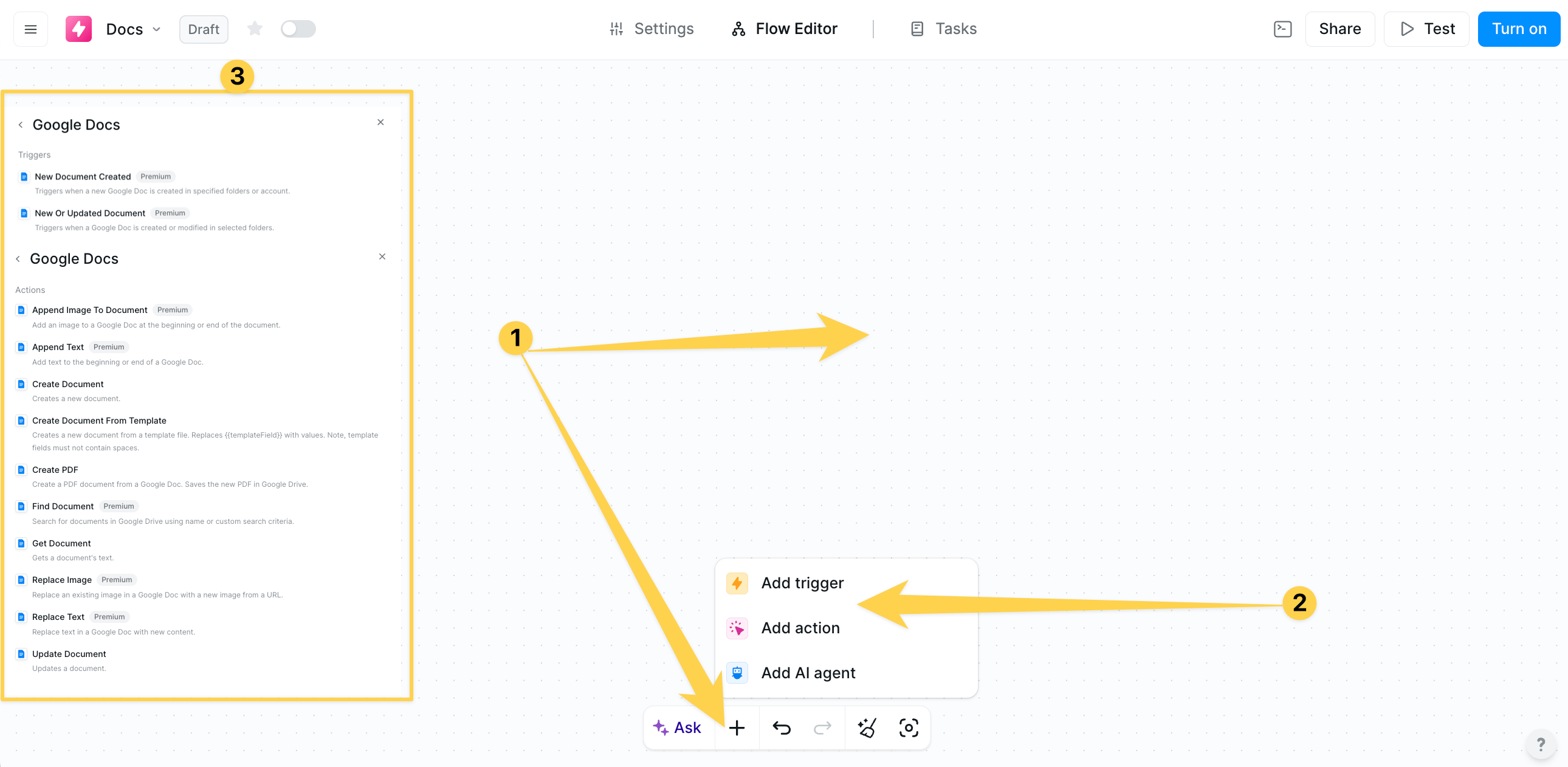 Add Google Docs to workflow