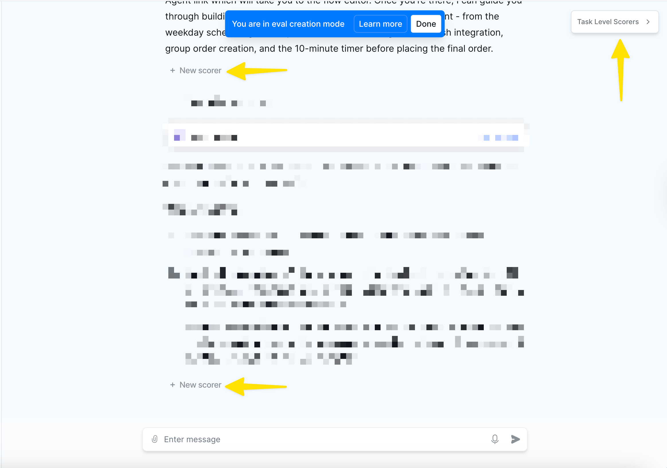 Eval creation mode with step and task level scorers