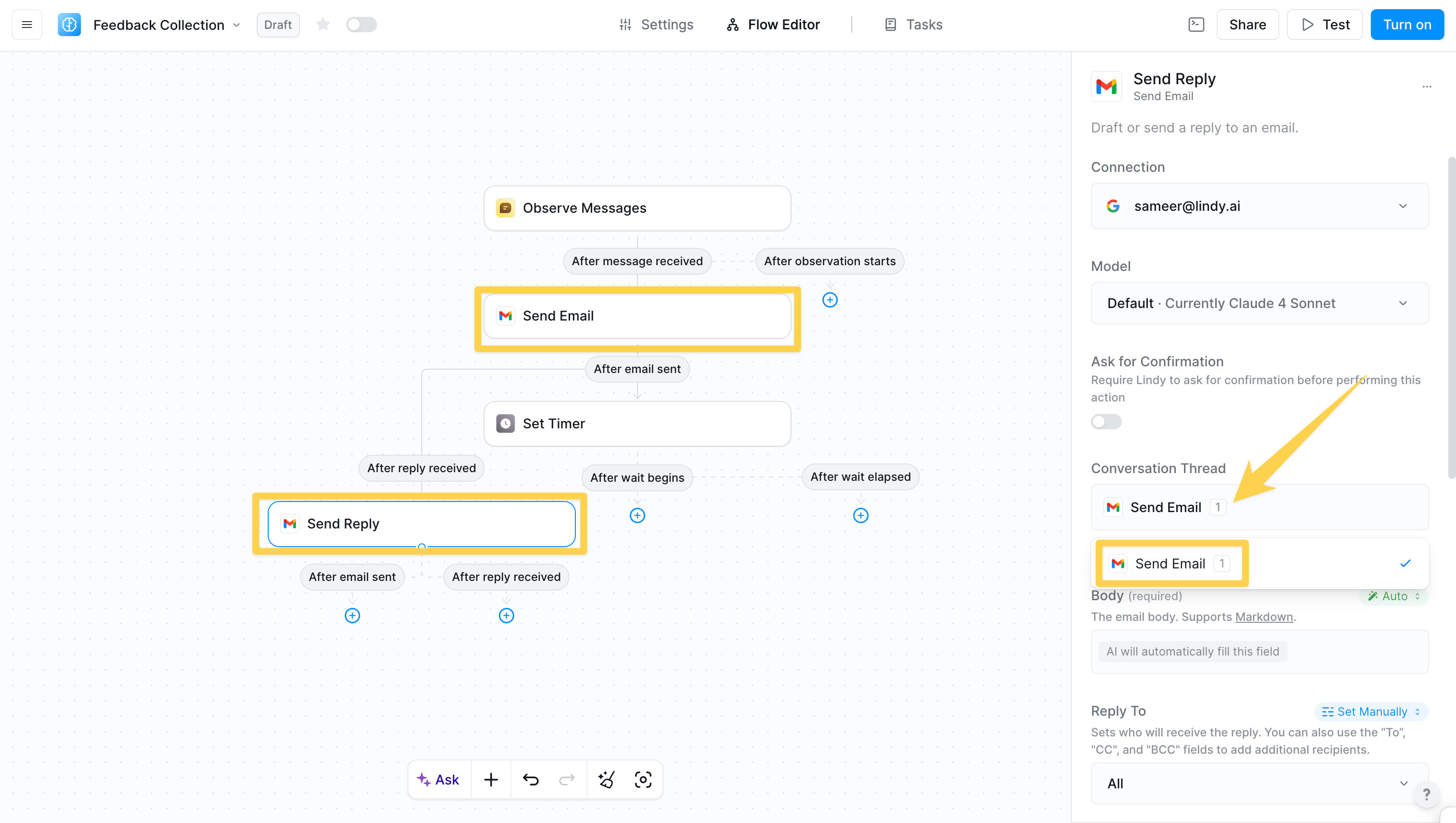 Multiple channels workflow example