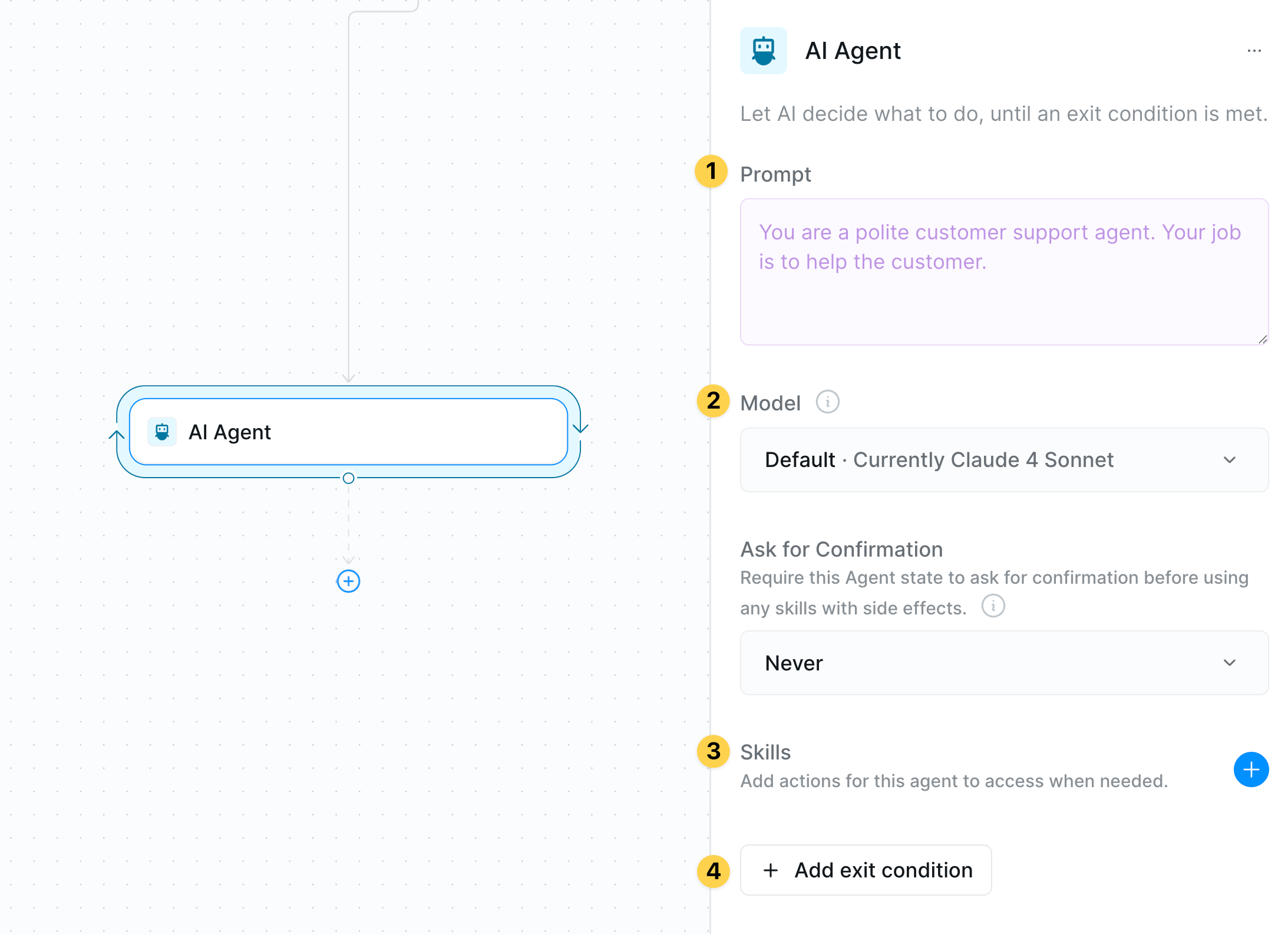 IMAGE NEEDED: Screenshot of AI Agent configuration panel showing the prompt field