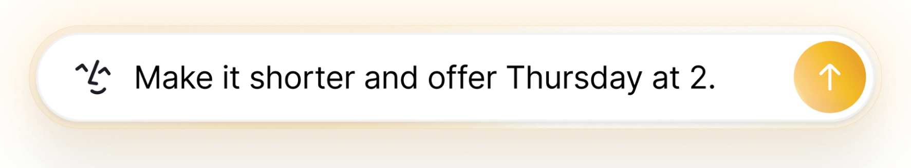 The Lindy compose bar with a typed request: 'Make it shorter and offer Thursday at 2.'