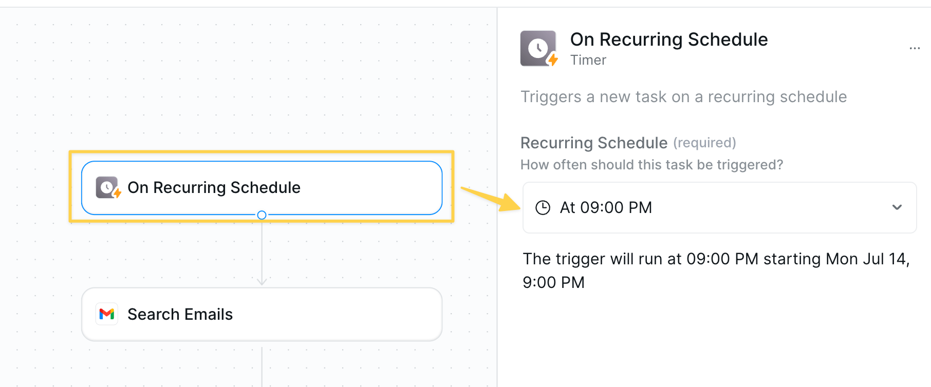 Scheduler trigger