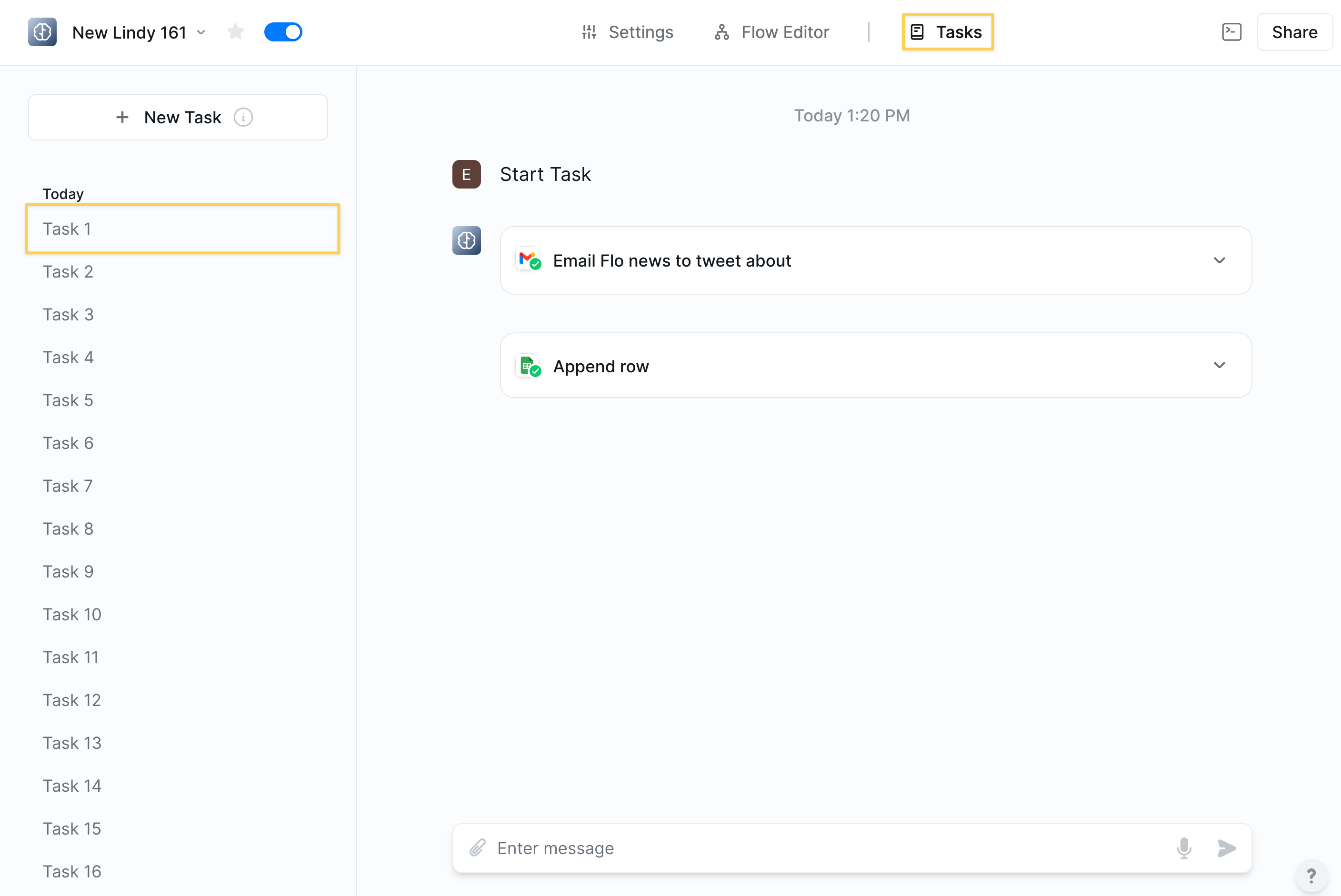Task history access